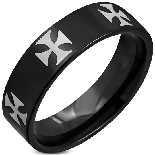 Bague noire en acier ZR0118