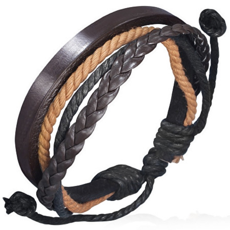 ZENSE - Bracelet homme en cuir fin de couleur noire ZB0240
