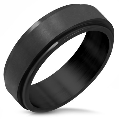 Bague Tournante Acier Inoxydable Tribal Celte Argenté Noir Anti Stress