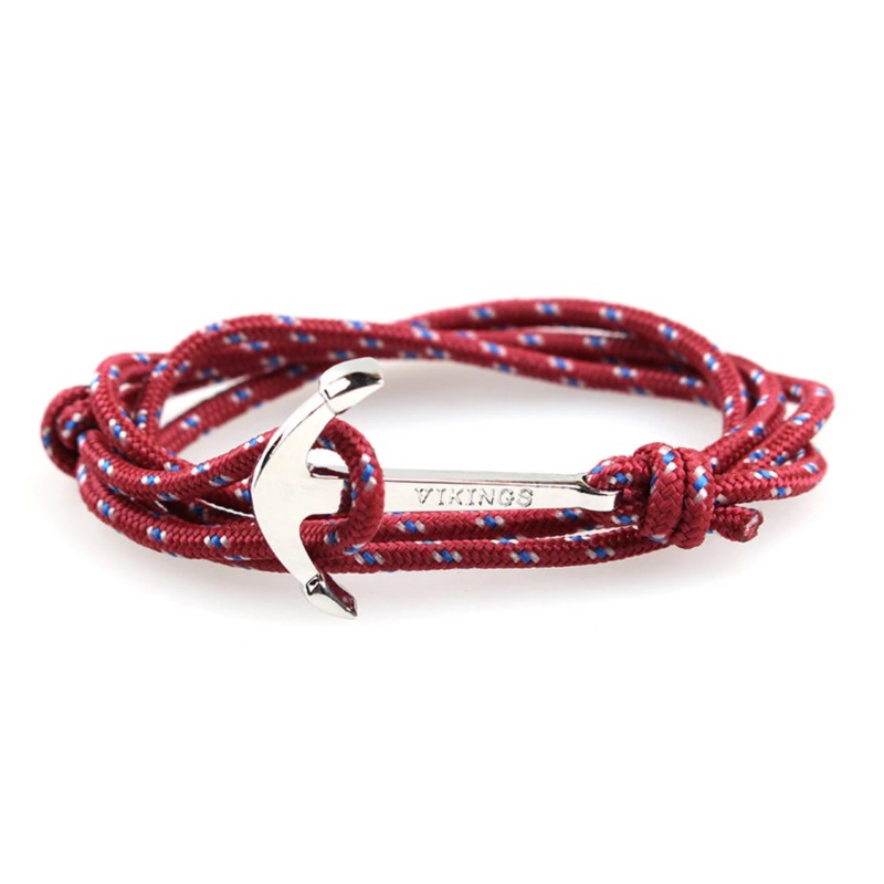 Bracelet Homme Zense - Cordon Bleu Marine Et Ancre - Ajustable - ZB0315