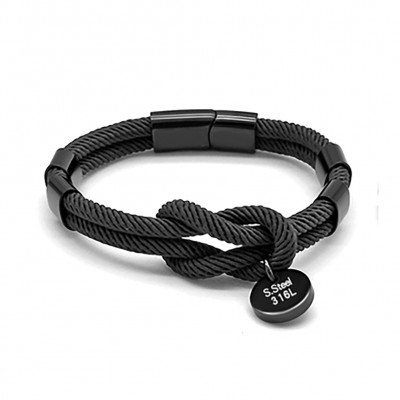 Bracelet noeud marin noir ZB0321