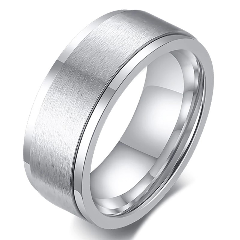 Bague tournante pour homme de couleur argent mate ZR0158