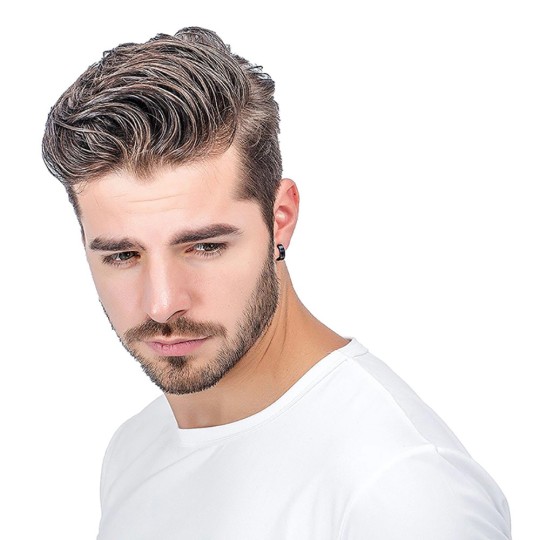 Boucles d'oreilles argentées homme arceau sans perçage