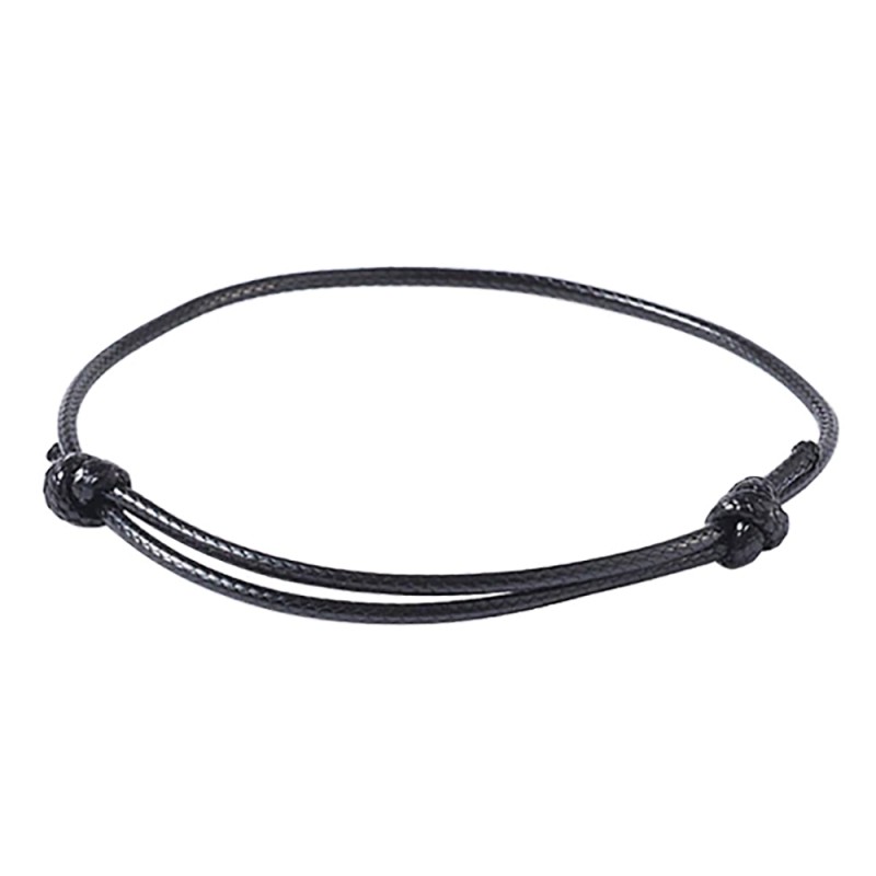 Bracelet fin noir pour homme en corde cirée ajustable ZB0360
