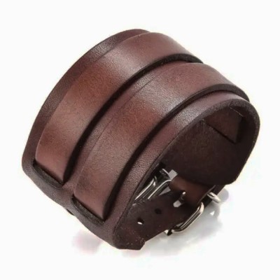 Bracelet Cuir Corde Tressée Marron Fermoir Argenté Luxe Mode pour