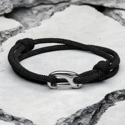 Bracelet nautique noir crochet ZB0400