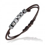 Bracelet homme cuir et acier ZB0046